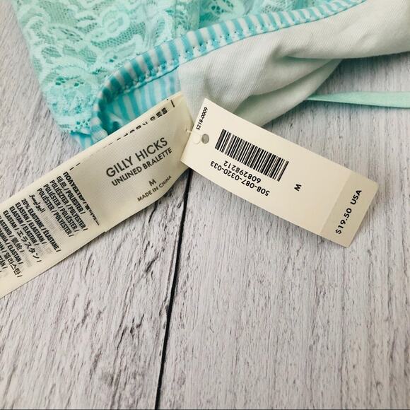 Gilly Hicks Unlined Bralette lace mint aqua stripe - Picture 4 of 4